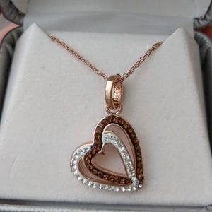 Sterling Silver rose gold heart necklace